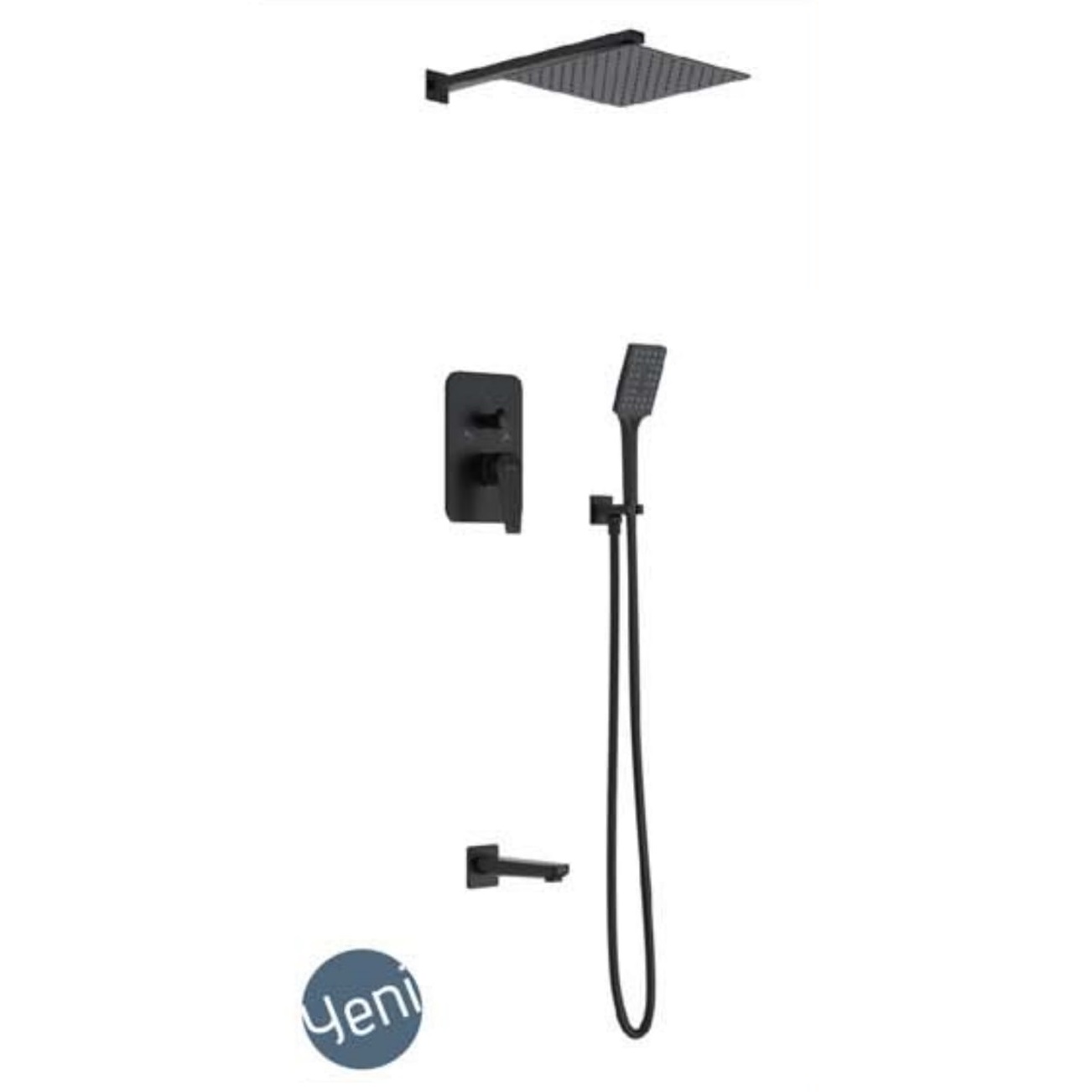 İTİMAT ANKASTRE BANYO BATARYASI SETİ (ÜÇ YÖNLÜ - SİYAH)( (4pcs)